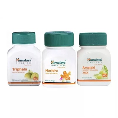 Набор Трифала, Харидра, Амалаки (3 шт x 60 таб), Triphala, Haridra, Amalaki Set, произв. Himalaya