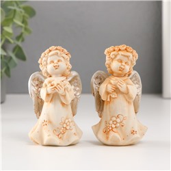 Фигурка полистоун «Ангел в цветочном платье и венке с серебристыми крыльями», 8.5 см, МИКС