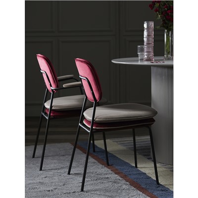 Стул с подлокотниками Pea, велюр, бордовый/бежевый