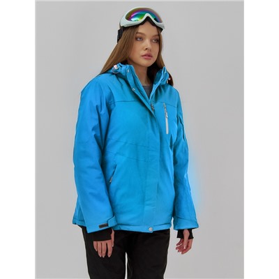Горнолыжная куртка женская зимняя синего цвета 7015_1S