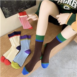 Tide, colored retro fuchsia cotton knee socks for men and women, internet celebrity