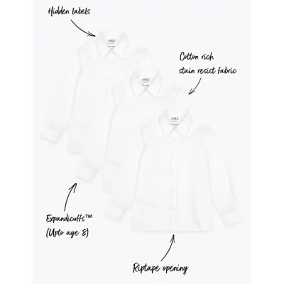 3pk Boys' Easy Dressing Easy Iron School Shirts (3-18 Yrs)