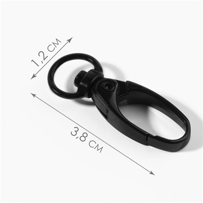 Карабин металлический, 38×12 мм / 10×1 мм, 5 шт., чёрный