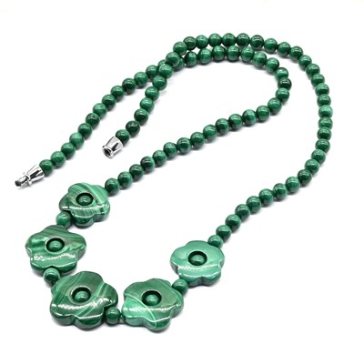 Колье Цветы из малахита натурального, 47см