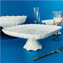 163-059 Квадратное блюдо 25,5х11,5см на ножке КОРНЕЛИЯ в под.уп.(х12)Фарфор