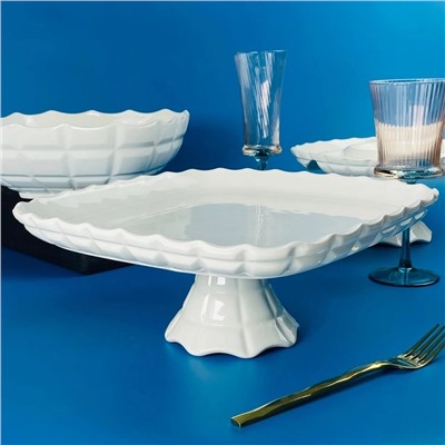 163-059 Квадратное блюдо 25,5х11,5см на ножке КОРНЕЛИЯ в под.уп.(х12)Фарфор