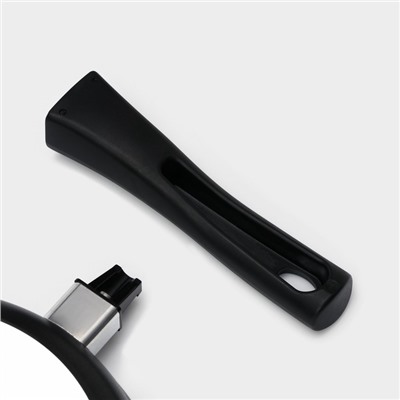 Сковорода KUKMARA «Традиция», d=22 см, стеклянная крышка, съёмная ручка, антипригарное покрытие, алюминий, чёрный