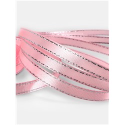 Лента атласная, с серебряным люрексом, 6 мм, 23±1 м, розовая №004