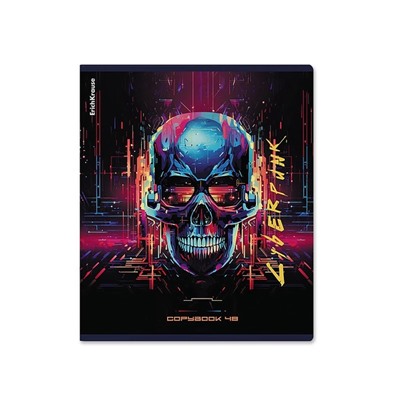 Тетрадь 48 листов в клетку ErichKrause Cyberpunk, обложка мелованный картон, металлизированная ламинация, твин-лак, блок офсет 100% белизна, МИКС