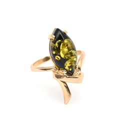 Кольцо с янтарем С925 рис 8*15мм цв.зеленый размер 17, 2,4г