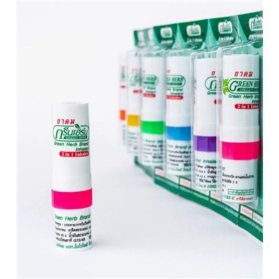 Тайский карманный ингалятор-карандаш 2 в 1 для улучшения дыхания и общего благополучия Green Herb, 8 мл.