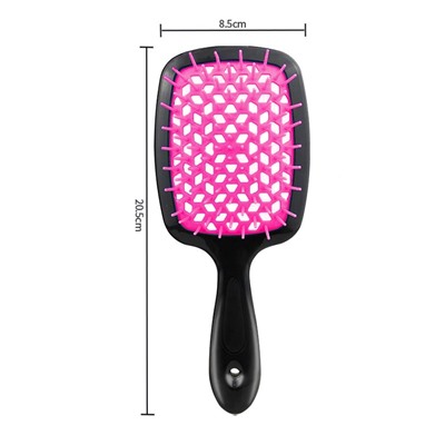 Массажная продувная расческа для сухих и влажных волоc, ЧЕРНО-РОЗОВАЯ