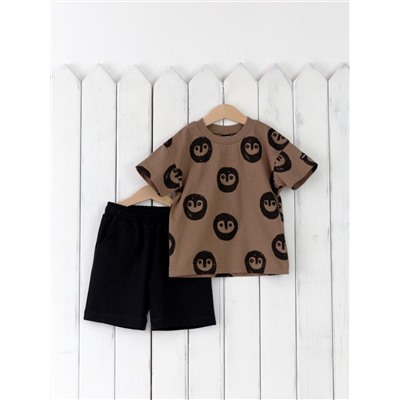 Комплект для мальчика Baby Boom BB КД367/3-К Йети на бежевом + чёрный