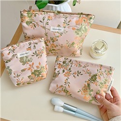 Cosmetic bag, handheld storage bag, small clutch bag, liner, flowered