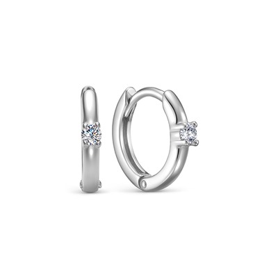 Серьги с фианитом родированные серебро 925*