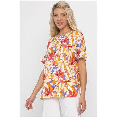 Блуза Маргоша (бежевая/цветы) Б13783-16М