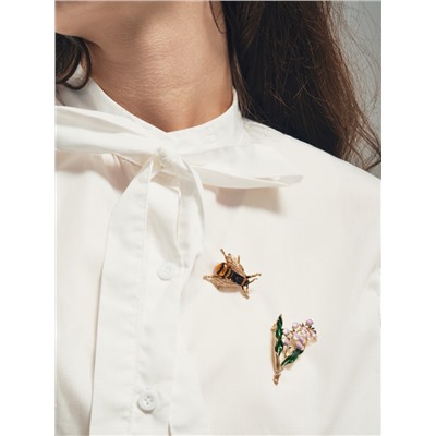 Брошь «Оса» глянцевая, цветная в золоте