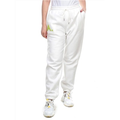 M041 WHITE Брюки спортивные женские на флисе (100% хлопок) 7986