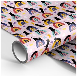 Бумага упаковочная 70*100см MESHU Black cats 90г/м2 М100_41079/Россия