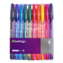 Набор гелевых ручек 10 цветов, Berlingo "Triangle Gel" 0.5мм, микс