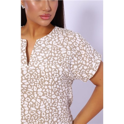 Женская футболка 32743 / леопард бежевый