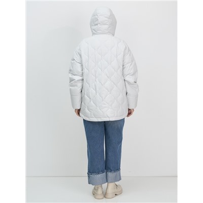 Куртка женская демисезонная с капюшоном серого цвета 1140Sr