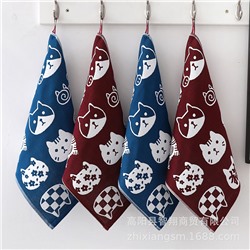 Zhixiang Tounds Triplet Three -layer Cotton Gauze Titan Towel Towns and Wind Cat Kitchen Tisters Wipe Hand Scarves Wholesale