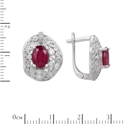Серьги 'Сказка' с рубином и фианитами ТГСН.892РБR