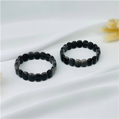 Радуга Самоцветов Браслет из серебристого Обсидиана