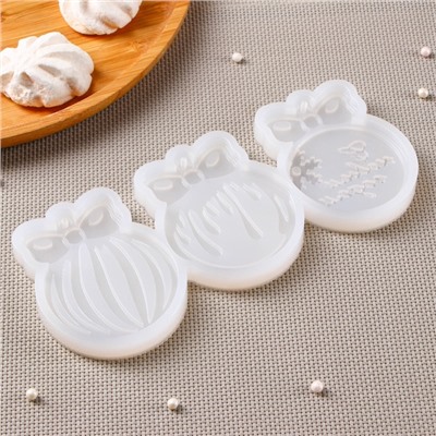 Молд для заливки новогодний «Ёлочные игрушки», 3 шт., силикон, прозрачная