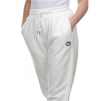 M043 WHITE Брюки спортивные женские на флисе (100% хлопок) 7986