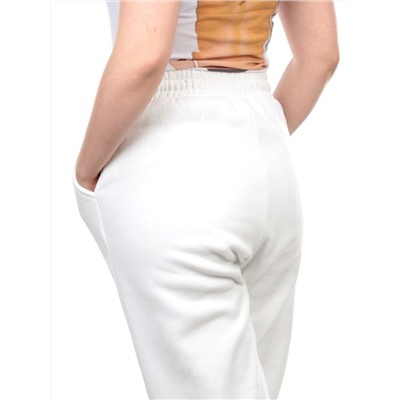 M041 WHITE Брюки спортивные женские на флисе (100% хлопок) 7986