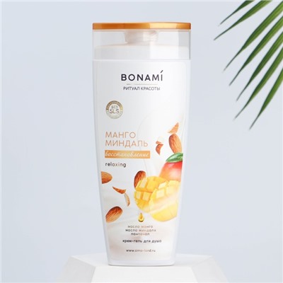 Гель для душа женский с пантенолом, 250 мл, аромат манго и миндаля, BONAMI