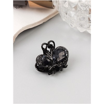 Крабик для волос «Чёрные кружева», крыло бабочки, 2 см, чёрный