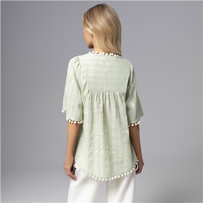 Блуза в стиле бохо, Летний фольклор (зеленая)