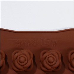 Форма для конфет и шоколада Доляна «Подарок, сердце, роза», силикон, 23.2×13.8×1.1 см, 24 ячейки (2.6×2.6×2 см), коричневая