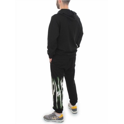 2627/7350 BLACK/GREEN Костюм спортивный мужской (75% хлопок, 20% полиэстер, 5% спандекс)