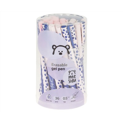 Ручка гелевая стираемая MESHU "Bright&Soft" синяя, 0,5мм, корпус ассорти, софт-тач