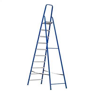 Стремянка, 10 ступеней, стальной профиль, алюминиевые ступени Сибртех