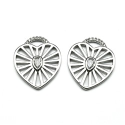 Подвеска сердце 18*21мм с фианитами, серебристая