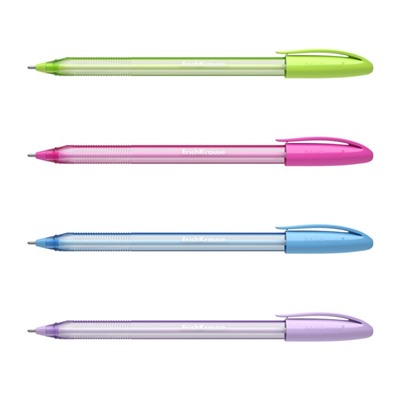 Ручка шариковая ErichKrause U-108 Spring Stick, игольчатый узел 0.7 мм, чернила синие, супермягкое письмо, МИКС