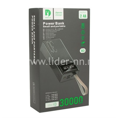 Портативное ЗУ (Power Bank) 30000mAh DSAILA B3 2USB/Micro USB/Type-C/дисплей (черный)