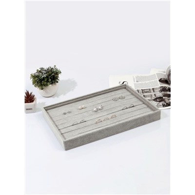 Подставка для колец 7 полос QF, флок, 35×24×3 см, серая