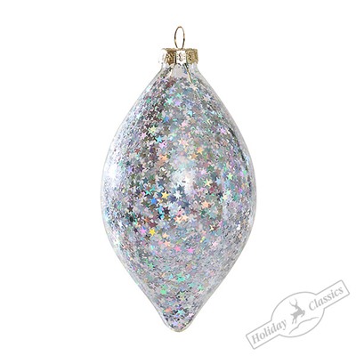 Капля "Ледяная фантазия" с серебряными звездочками (стекло) 12х12х6 см