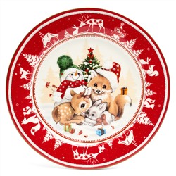 ТАРЕЛКА ЗАКУСОЧНАЯ LEFARD "ЕЛКА" 19 СМ КРАСНАЯ (КОР=18ШТ.)