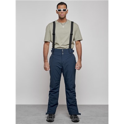 Полукомбинезон утепленный мужской зимний горнолыжный темно-синего цвета 7217TS