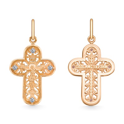 Крест из серебра литье с фианитом позолота