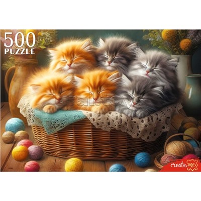 Пазлы 500 "Спящие котята"