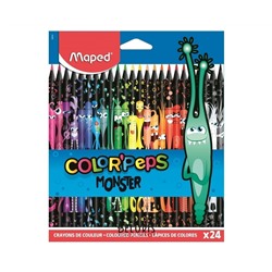 Карандаши цветные MAPED COLOR PEP'S Black Monster, набор 24 цвета, пластиковый корпус, 862624