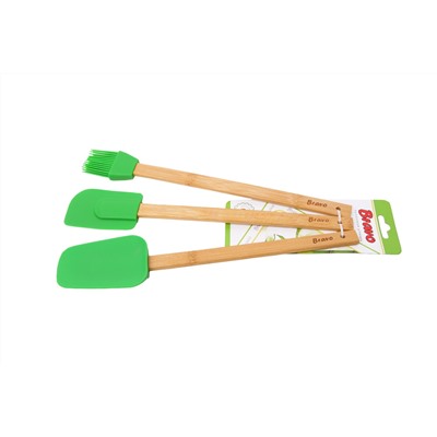 Набор лопаток кисточки силик 166 BRAVO 30см с бамбук ручкой (24)